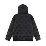 Side profile of Louis Vuitton luxury clothing with monogram-inspired silhouette