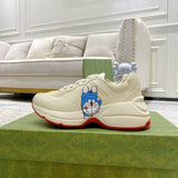Gucci neutral cream luxury sneakers view 9 breathable knit upper