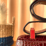Side view of versatile structured handbag