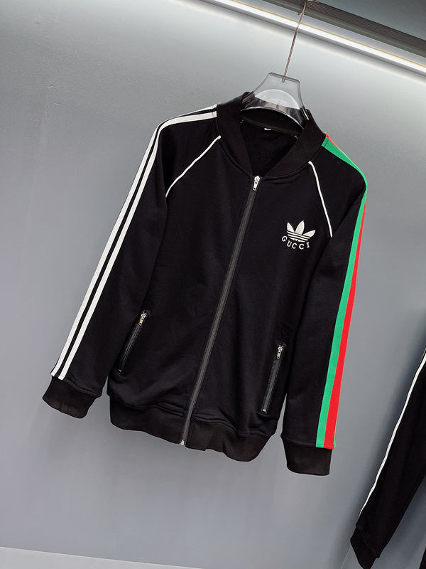 Side profile of Gucci luxury clothing with logo-detail design