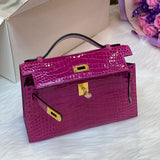 Side view of curated structured handbag