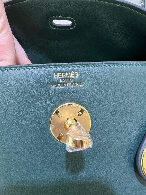 Side view of modern structured handbag