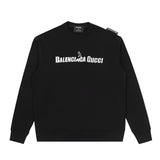 Back view of Gucci luxury clothing with signature branding