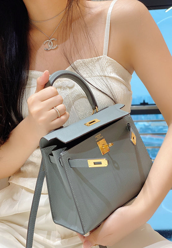 Side view of chic structured handbag