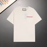 Side profile of Gucci luxury clothing with signature branding