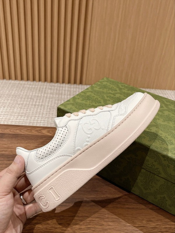 Gucci neutral cream luxury sneakers view 6 breathable knit upper