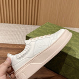Gucci neutral cream luxury sneakers view 6 breathable knit upper
