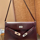 Side view of modernist structured handbag
