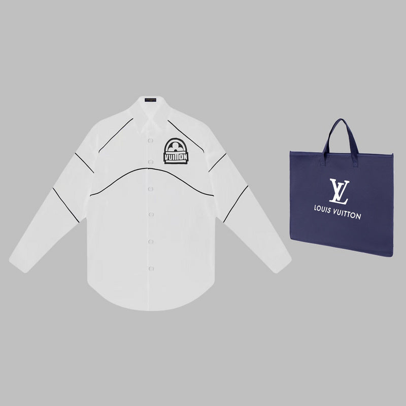 Back view of Louis Vuitton luxury clothing with logo-detail design