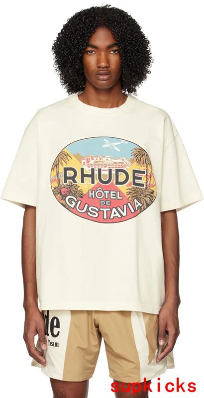 Front view of Rhude luxury clothing with relaxed-fit cut