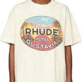 Front view of Rhude luxury clothing with relaxed-fit cut