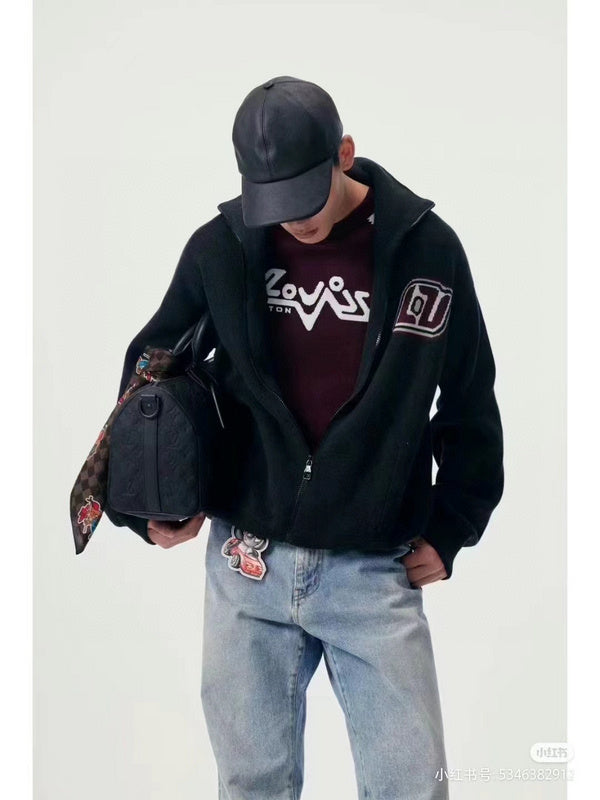 Front view of Louis Vuitton luxury clothing with contemporary cut