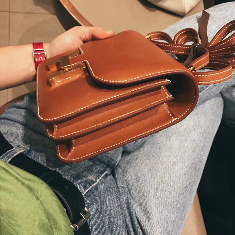 Sleek bag shown from front angle