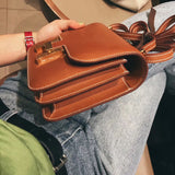 Sleek bag shown from front angle