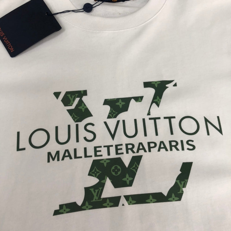 Flat lay presentation of Louis Vuitton cotton t-shirt with runway-inspired design