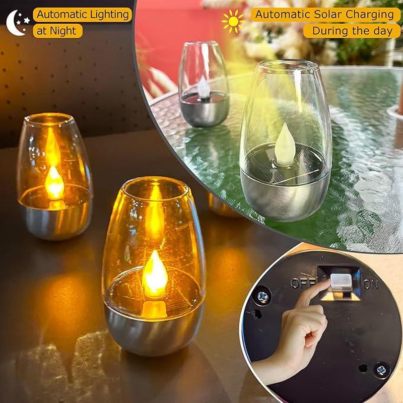 6Pack Solar Power Tea Lights Outdoor Flameless Flicker IP65 Waterproof Table Lamp LED Candles