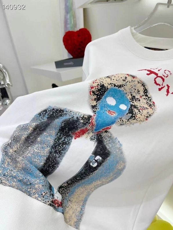 Front view of Louis Vuitton luxury clothing with runway-inspired design