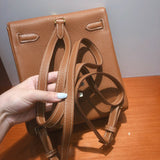 Side view of streamlined structured handbag