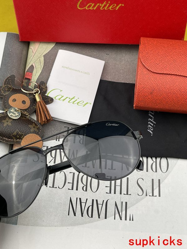 Close-up detail view of Cartier unisex sunglasses