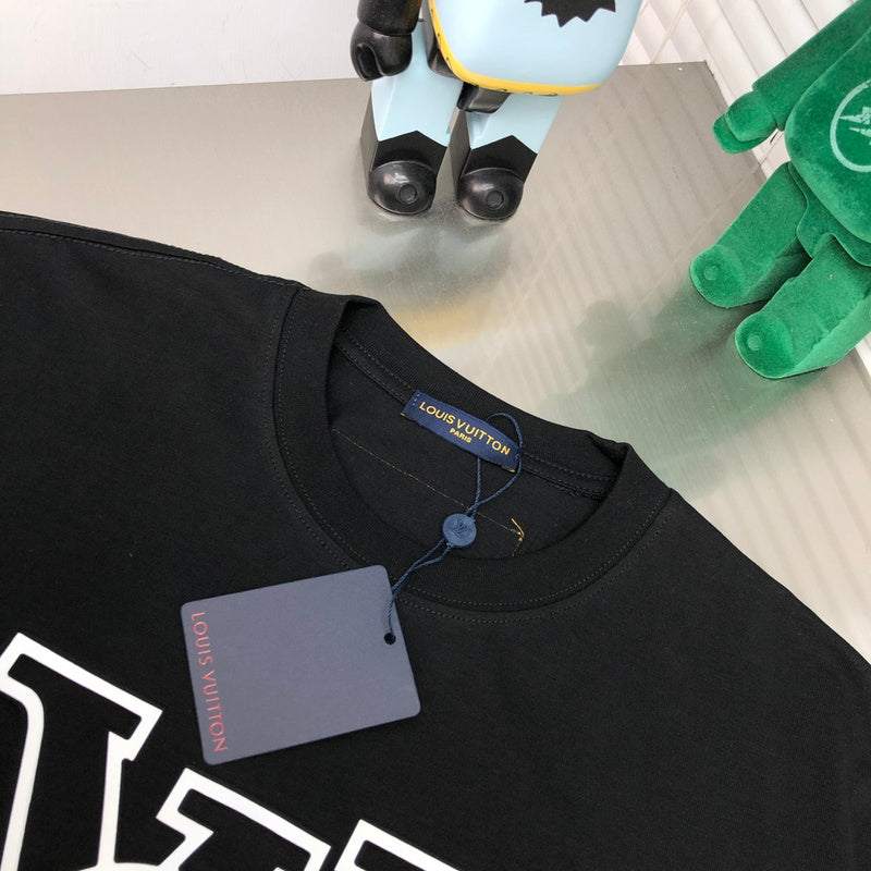 Side profile of Louis Vuitton cotton t-shirt with monogram-inspired silhouette