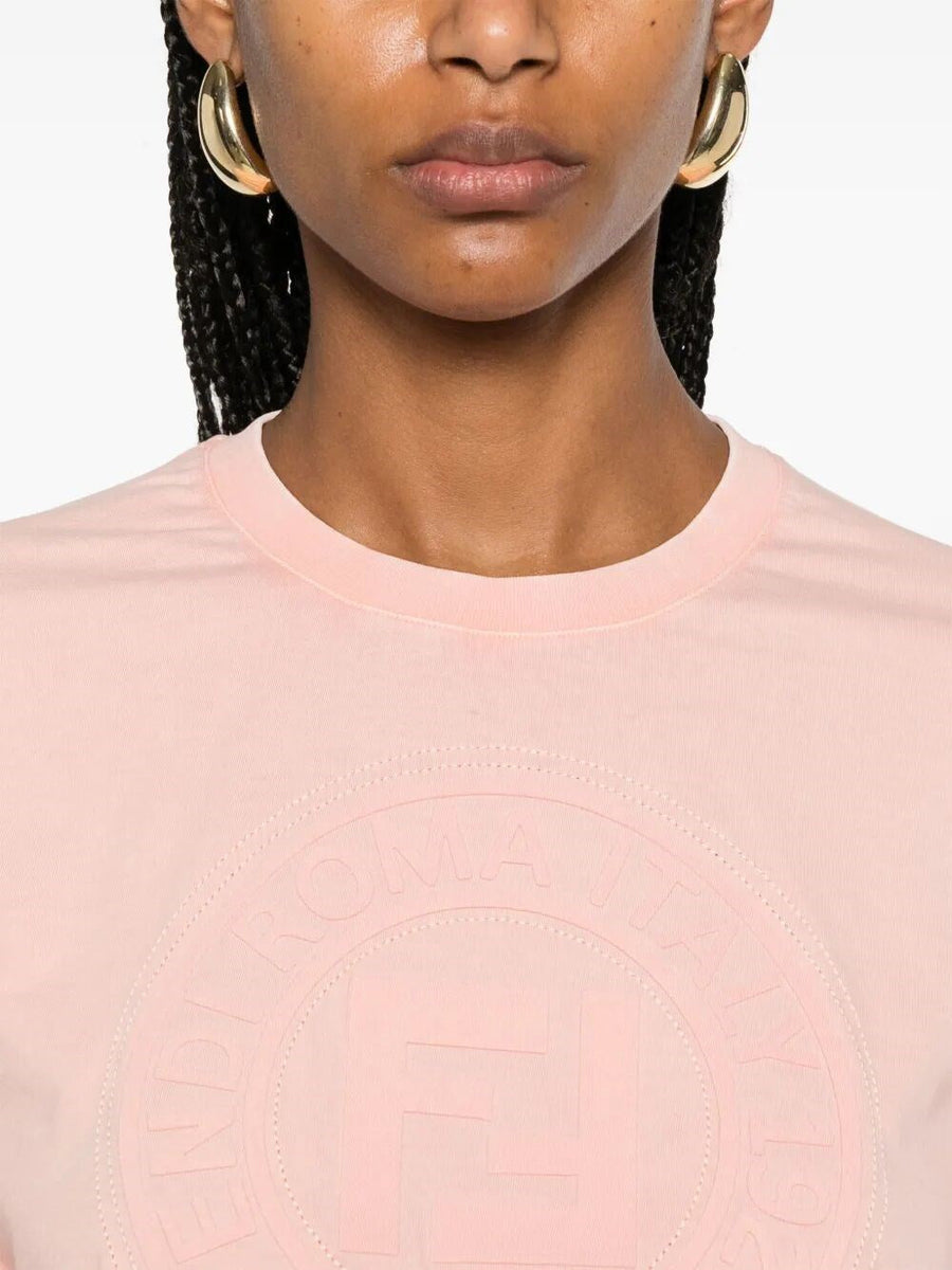 Close-up of Fendi tee shirts hardware and fine stitching