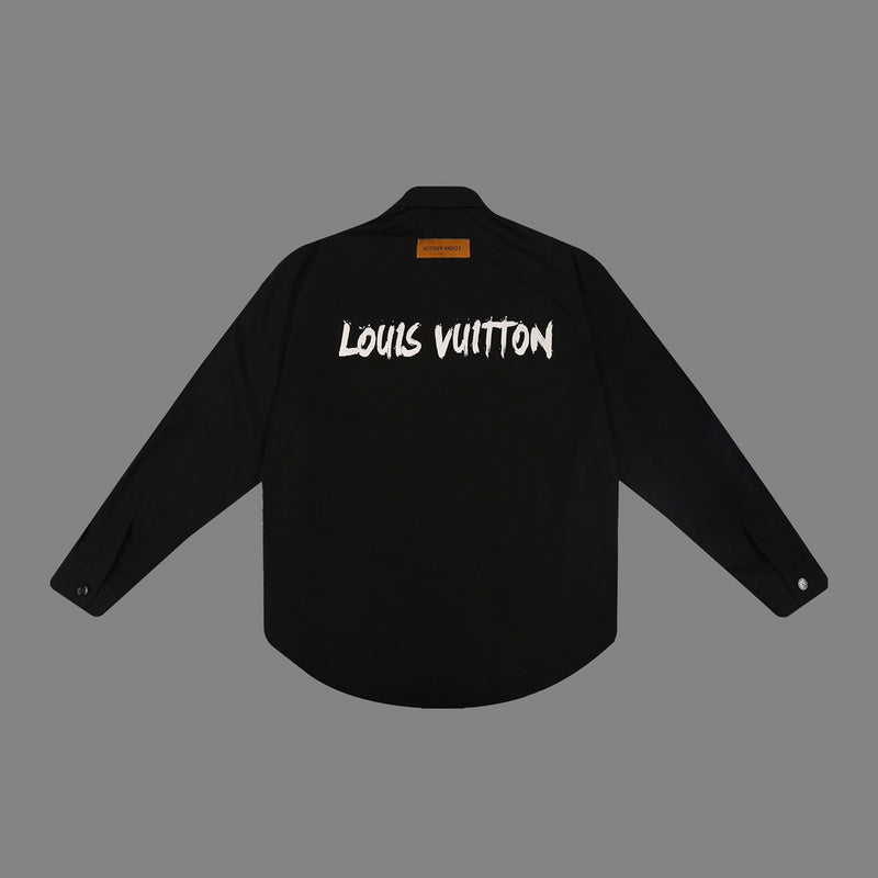 Close-up detail shot of Louis Vuitton luxury clothing with monogram-inspired silhouette