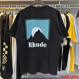 Side profile of Rhude luxury clothing with relaxed-fit cut