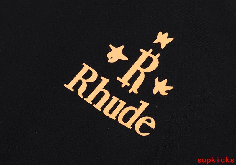 Back view of Rhude luxury clothing with runway-inspired design