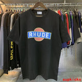 Back view of Rhude luxury clothing with signature branding