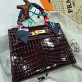 Side view of graceful structured handbag