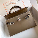 Side view of elegant structured handbag