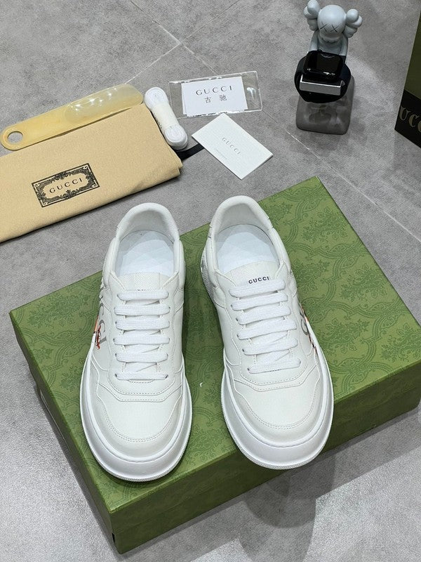 Gucci neutral cream luxury sneakers view 8 signature lace-up style