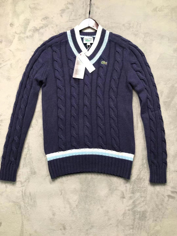 Full styled look of Lacoste luxury clothing with monogram-inspired silhouette