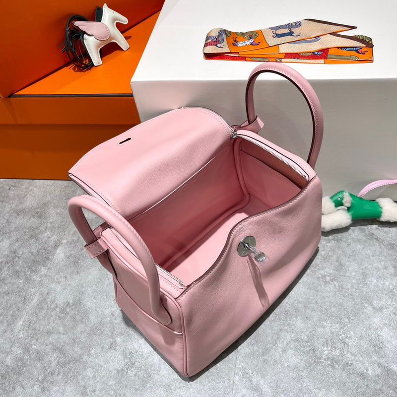 Side view of polished structured handbag