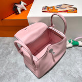 Side view of polished structured handbag