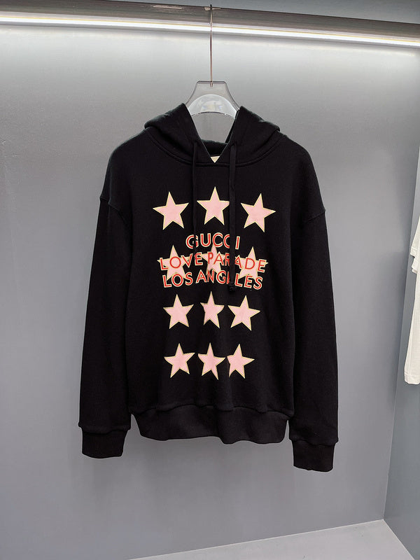 Front view of Gucci luxury clothing with logo-detail design