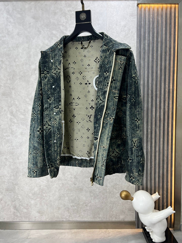 Close-up detail shot of Louis Vuitton luxury clothing with runway-inspired design