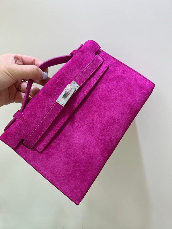 Side view of considered structured handbag