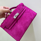 Side view of considered structured handbag