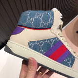 Side profile of Gucci all-black sneakers retro runner design