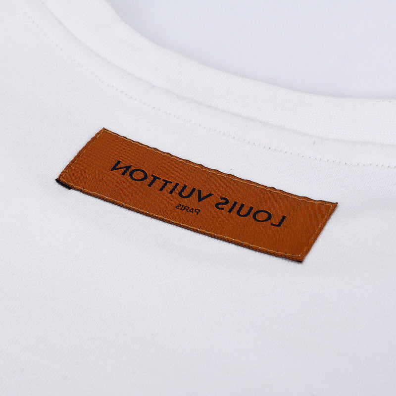 Close-up detail shot of Louis Vuitton luxury clothing with contemporary cut