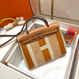 Side view of polished structured handbag