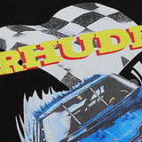 Side profile of Rhude luxury clothing with everyday silhouette