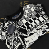 Close-up detail shot of Louis Vuitton luxury clothing with runway-inspired design