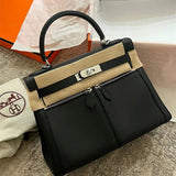 Understated bag shown from front angle