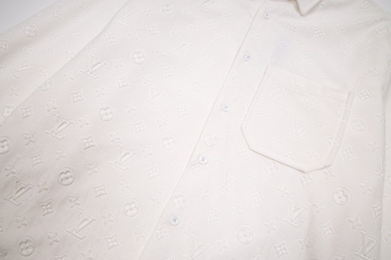 Full styled look of Louis Vuitton luxury clothing with logo-detail design