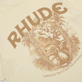 Side profile of Rhude luxury clothing with tailored silhouette