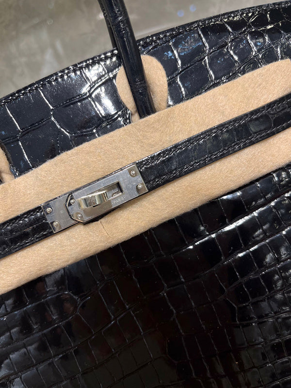 Side view of contemporary structured handbag