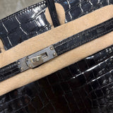 Side view of contemporary structured handbag