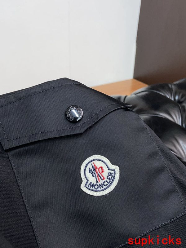 Front view of Moncler luxury clothing with contemporary cut